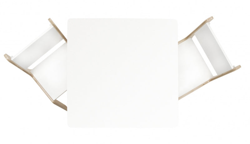 tafelset junior 60 x 48 cm hout wit/beige 3-delig