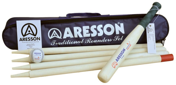 rounders set Family bal knuppel hout blank/groen 8-delig