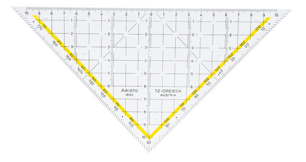 geodriehoek 22,5 cm transparant/geel