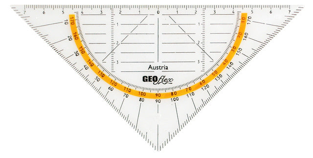 geodriehoek Geo Flex flexibel 16 cm transparant