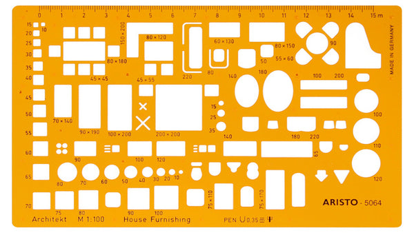 meubelsjabloon architect 12,5 cm 1:100 oranje