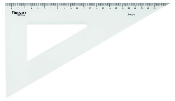 tekendriehoek Geo College 25 cm transparant