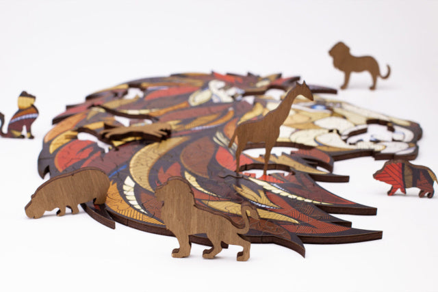 legpuzzel Lion 31 x 28 x 0,5 cm hout bruin 100 stuks