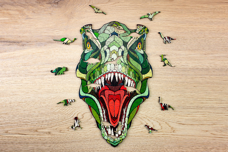 legpuzzel T-rex 37 x 28 cm hout groen 129-delig