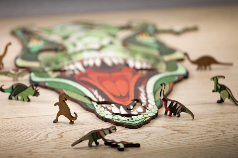 legpuzzel T-rex 37 x 28 cm hout groen 129-delig