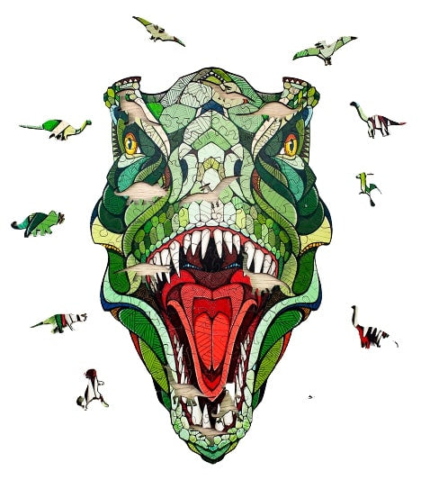 legpuzzel T-rex 37 x 28 cm hout groen 129-delig