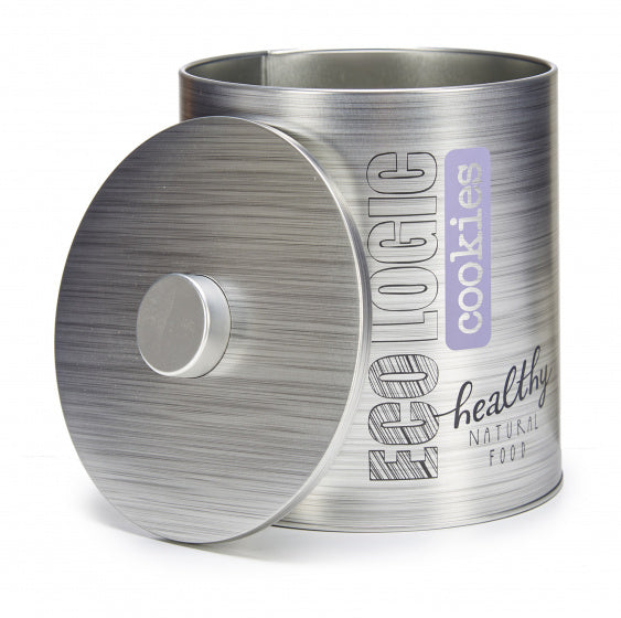 koekjestrommel 17 x 19,5 cm aluminium zilver