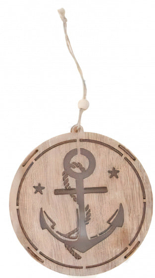 decoratiehanger led anker 14,5 cm hout blank