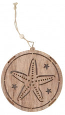 decoratiehanger led ster 14,5 cm hout blank