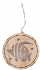 decoratiehanger led vis 14,5 cm hout blank