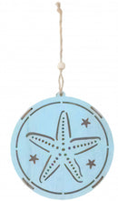 decoratiehanger led ster 14,5 cm hout blauw