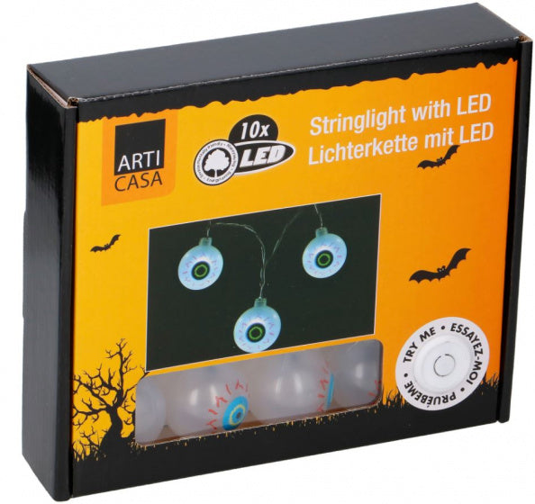 lichtsnoer Halloween oogbal LED kunststof wit