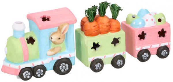 speelgoedtrein Pasen jongens 38 cm klei led blauw