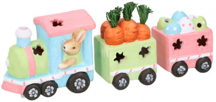 speelgoedtrein Pasen jongens 38 cm klei led blauw