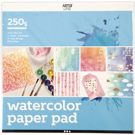 kleurboek aquarelblok 12 stuks 30,5 x 30,5 cm