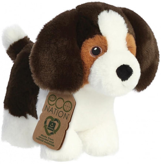 knuffel Eco Nation beagle junior 20 cm pluche bruin/wit