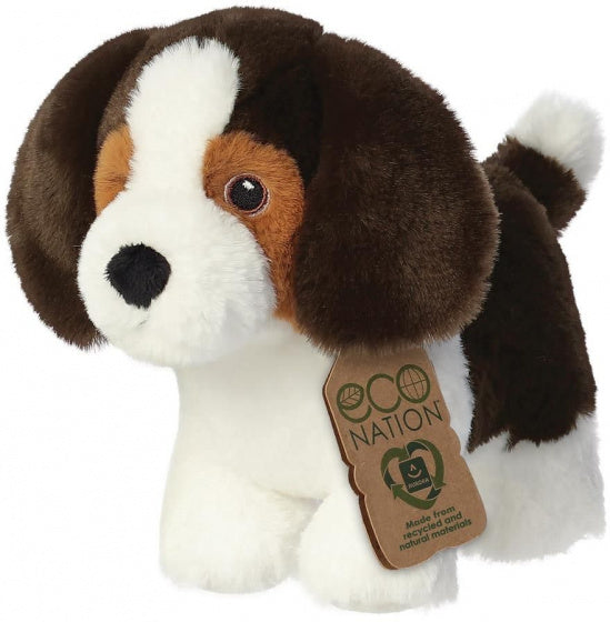 knuffel Eco Nation beagle junior 20 cm pluche bruin/wit