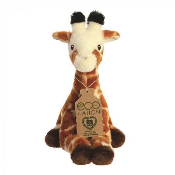 knuffel Eco Nation giraf 21,5 cm pluche bruin