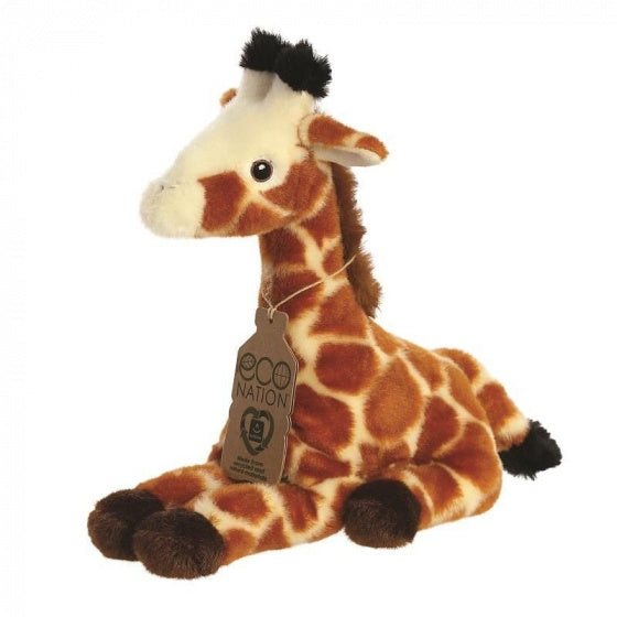 knuffel Eco Nation giraf 21,5 cm pluche bruin