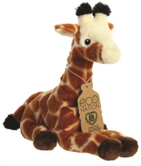 knuffel Eco Nation giraf 21,5 cm pluche bruin