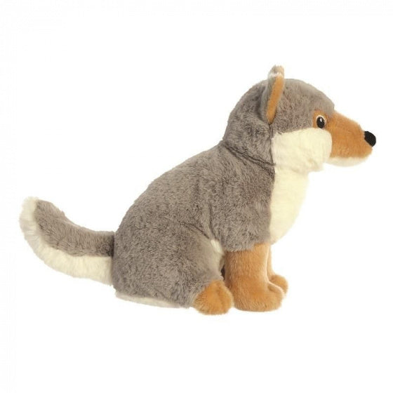 knuffel Eco Nation wolf 24 cm pluche grijs/bruin
