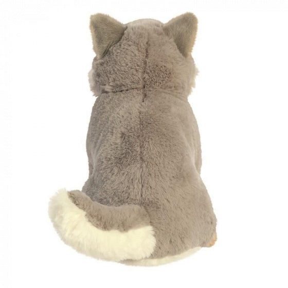 knuffel Eco Nation wolf 24 cm pluche grijs/bruin