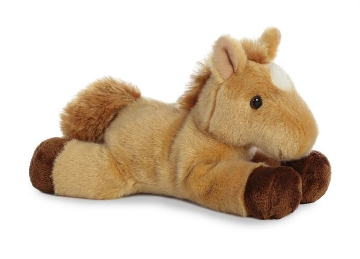 knuffel Mini Flopsie Prancer paard lichtbruin 20,5 cm
