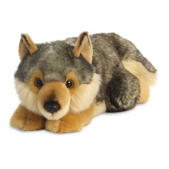 knuffel Mini Yoni wolf grijs/bruin 28 cm