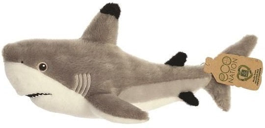 knuffelhaai Eco Nation 38 cm pluche wit/grijs