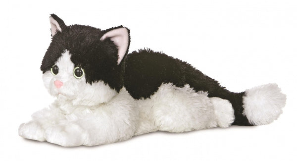 knuffelkat Ellie Flopsie 30,5 cm zwart/wit