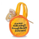 knuffelmuis in tas 18 cm geel/oranje