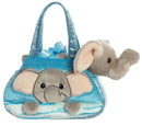 knuffelolifant in tas meisjes 20,5 cm pluche blauw