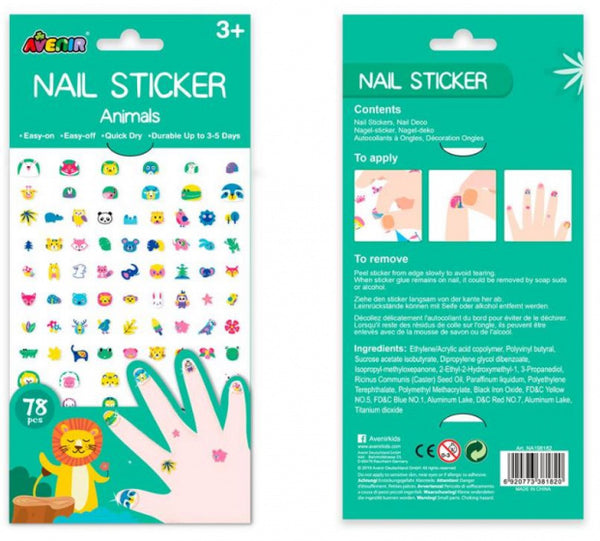 nagelstickers Animals meisjes 23 x 11 cm 78 stuks