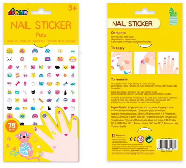 nagelstickers Pets meisjes 23 x 11 cm 78 stuks