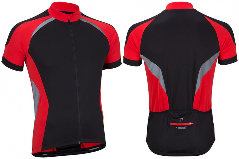 fietsshirt heren polyester zwart/rood maat S