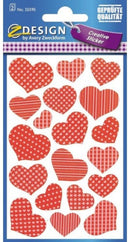 stickervel Hartjes 7,6 x 12 cm papier rood 19-delig