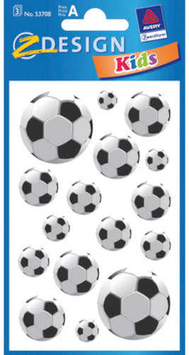 stickervel Voetbal 7,6 x 12 cm papier zwart/wit 48-delig