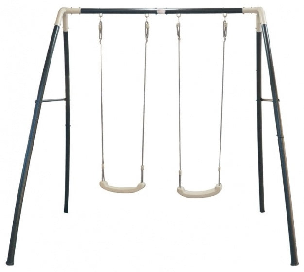 dubbele schommel van staal 210 x 210 x 217 cm zwart
