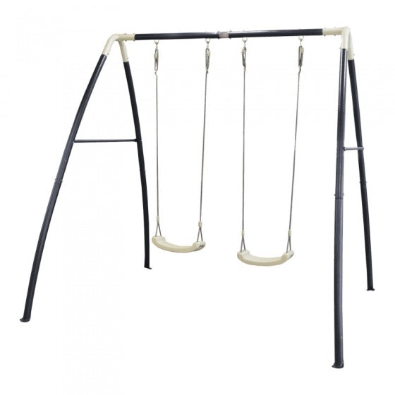 dubbele schommel van staal 210 x 210 x 217 cm zwart