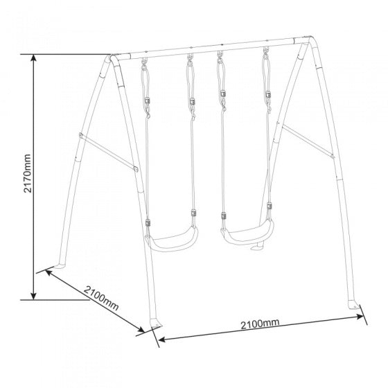 dubbele schommel van staal 210 x 210 x 217 cm zwart