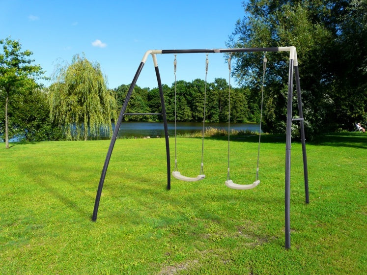 dubbele schommel van staal 210 x 210 x 217 cm zwart