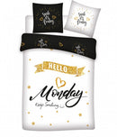 dekbedovertrek Hello Monday 140 x 200 cm wit/zwart