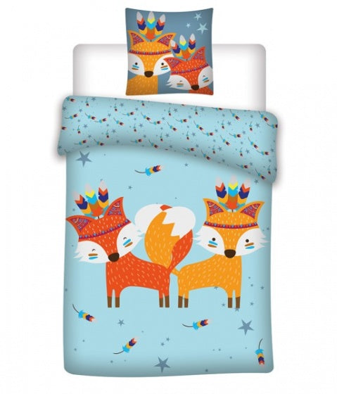 dekbedovertrek vossen 140 x 200 cm blauw