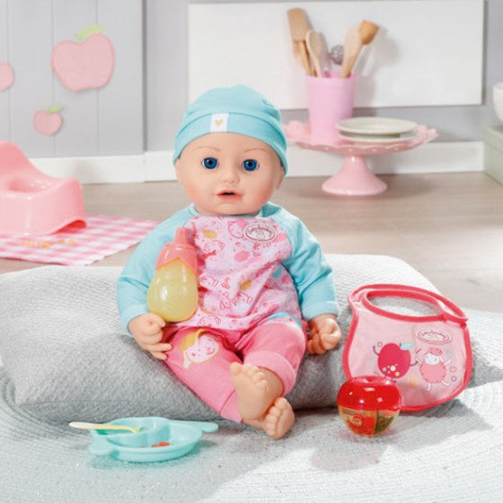 lunchset babypop meisjes 43 cm roze/blauw 10-delig