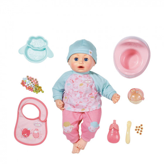 lunchset babypop meisjes 43 cm roze/blauw 10-delig
