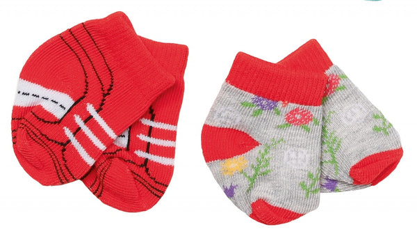 sokken Trend 43 cm dubbelverpakking rood/grijs