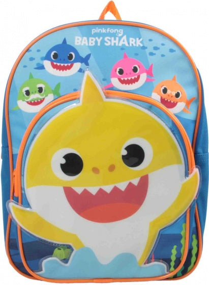 rugzak Baby Shark met muziek junior 8 liter blauw/oranje