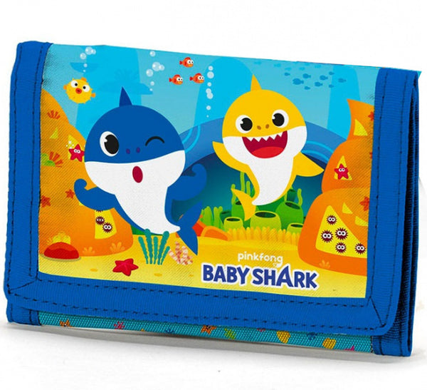 portemonnee Sharky junior 13 x 8 cm polyester blauw