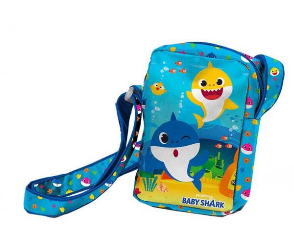 schoudertas Sharky junior 18 x 12 cm polyester blauw