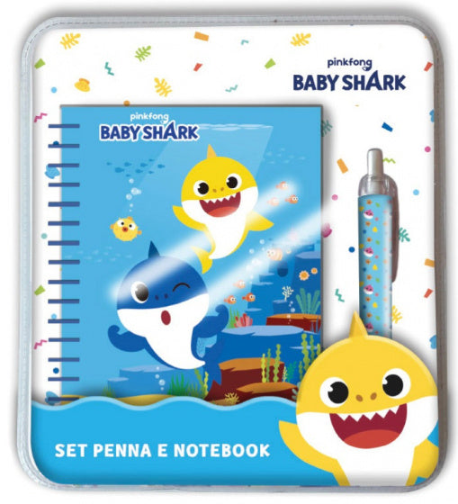 schrijfset Baby Shark junior papier blauw 2-delig